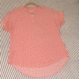 Pink, Black & White Polka Dot Blouse